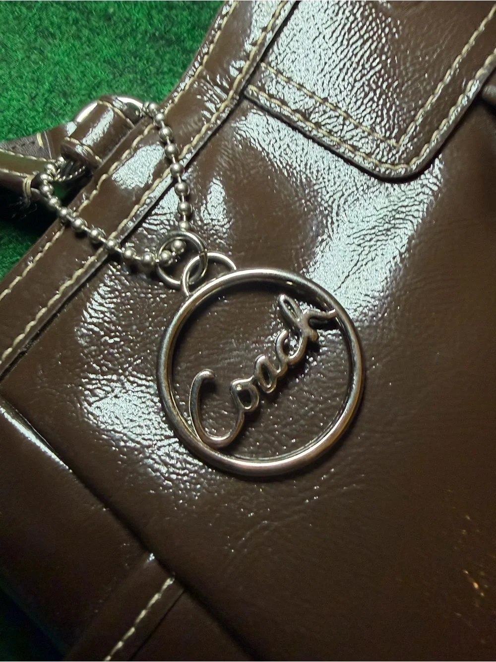 Coach Brown Leather Patent Shoulder Bag